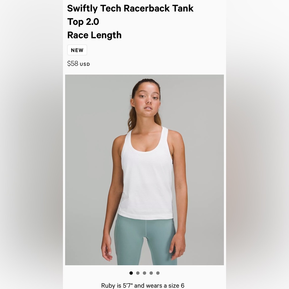 Lululemon Swiftly Tech Racerback Tank Top 2.0
Race Length, 6